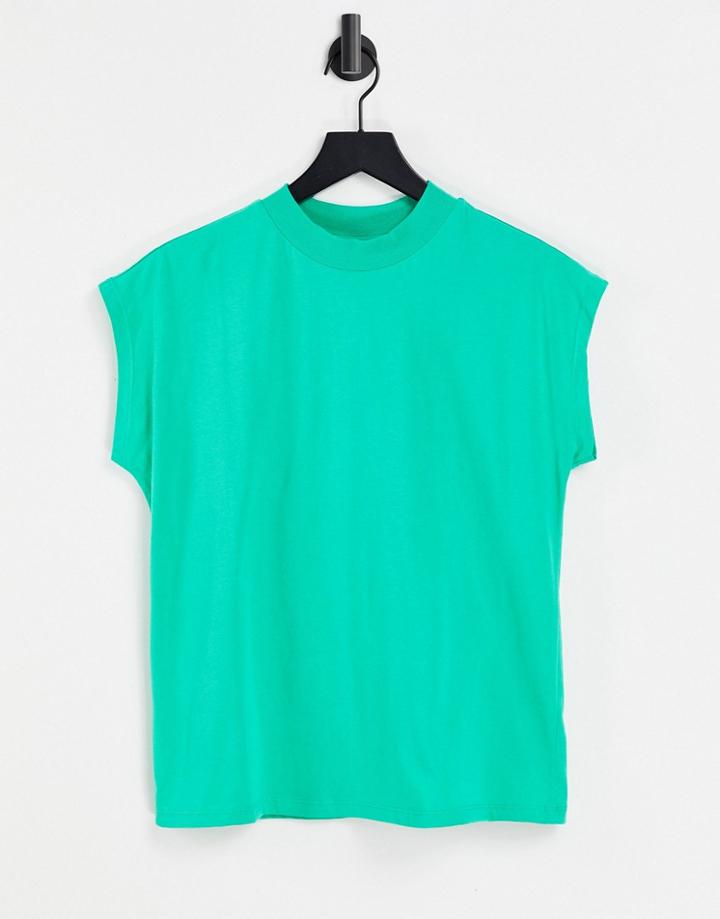 Asos Design Boxy Sleeveless T-shirt In Green