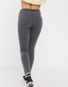 Pull & Bear High Waist Ultra Skinny Jeans In Gray-grey