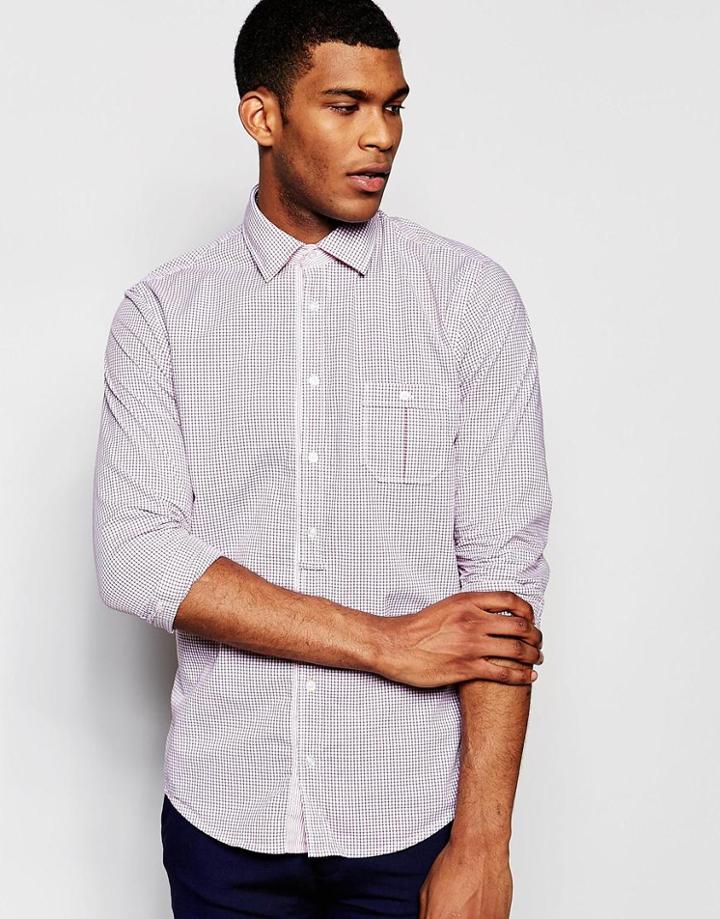 Boss Orange Shirt With Grid Check Slim Fit In Red - Red