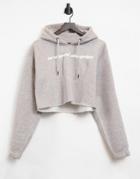 Criminal Damage Cropped Hoodie In Gray Heather-grey
