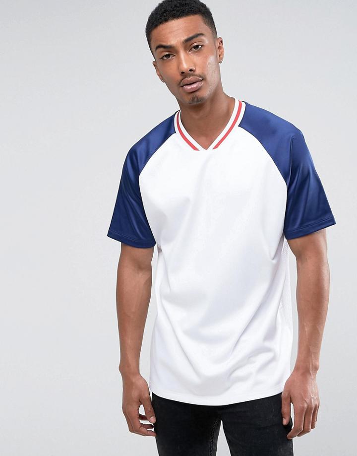 Asos Oversized T-shirt In Mesh With Color Block Sleeves - White