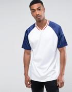 Asos Oversized T-shirt In Mesh With Color Block Sleeves - White
