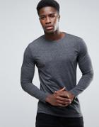 New Look Long Sleeved Stretch T-shirt In Gray - Green
