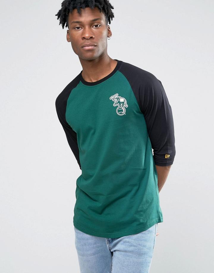 New Era Oakland Athletics 3/4 Sleeve Raglan T-shirt - Green