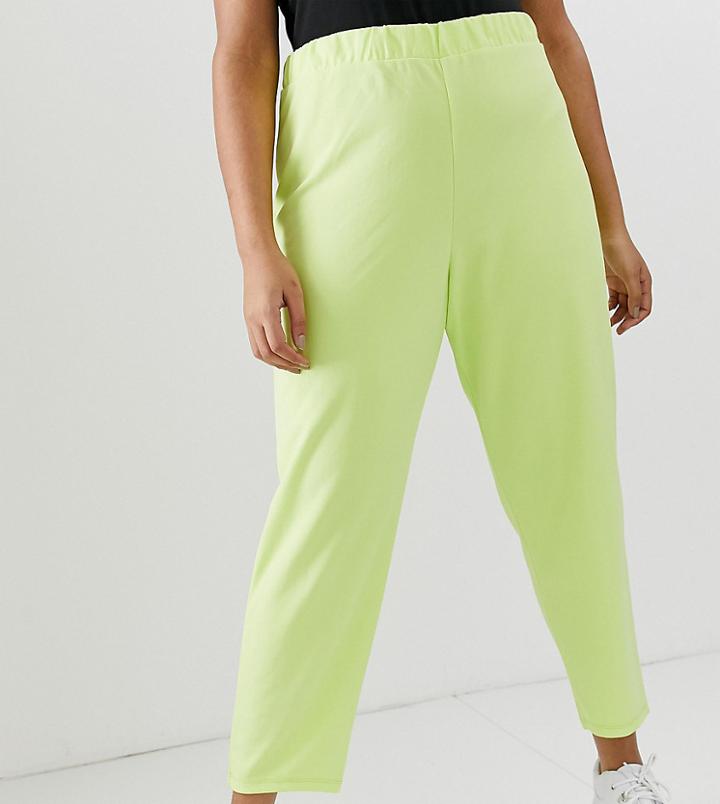 Asos Design Curve Pull On Tapered Pants In Jersey Crepe - Green