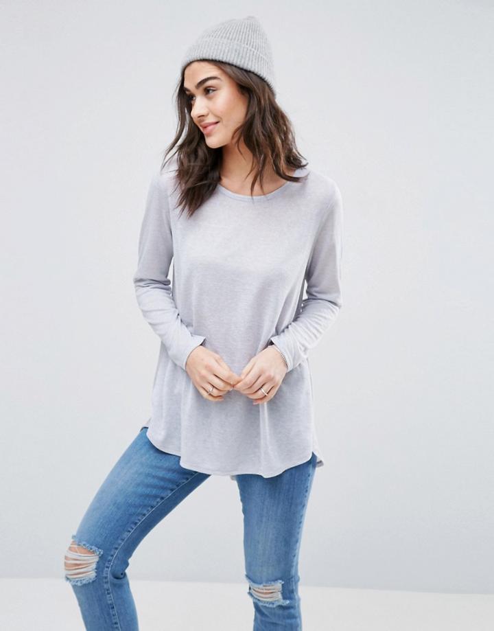 Qed London Long Sleeve Top - Gray