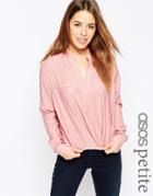 Asos Petite Casual Tuck Detail Blouse - Stone $30.50