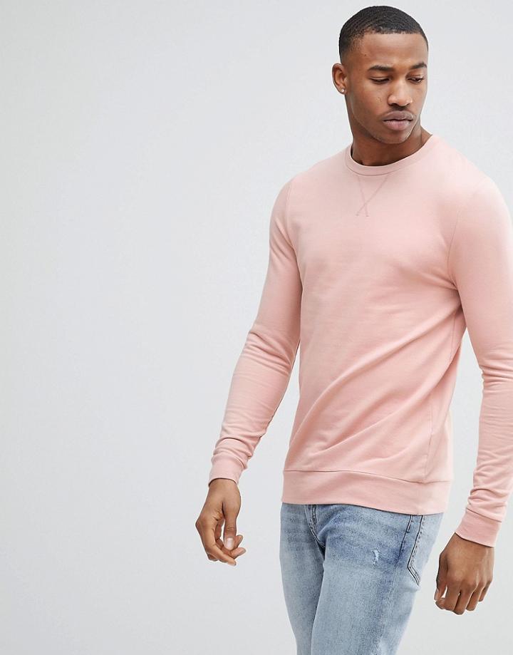 Asos Muscle Sweatshirt In Pink - Pink