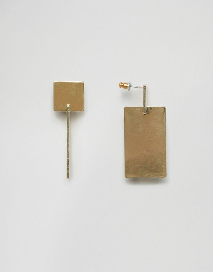 Asos Smooth Rectangle Stud Earrings - Gold