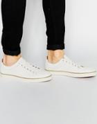 Asos Lace Up Sneakers In White Leather - White