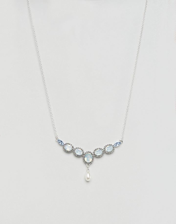 Johnny Loves Rosie Sapphire Pearl Drop Necklace - Blue