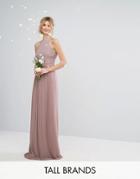 Tfnc Tall Wedding High Neck Pleated Maxi Dress - Pink