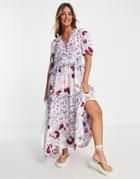 Y.a.s Tiered Ruffle Midi Dress In Floral-multi