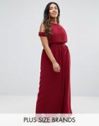 Club L Plus Maxi Dress With Cut Out Shoulder - Red