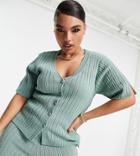 Asos Design Curve Set Knitted Rib Cardigan Light Green