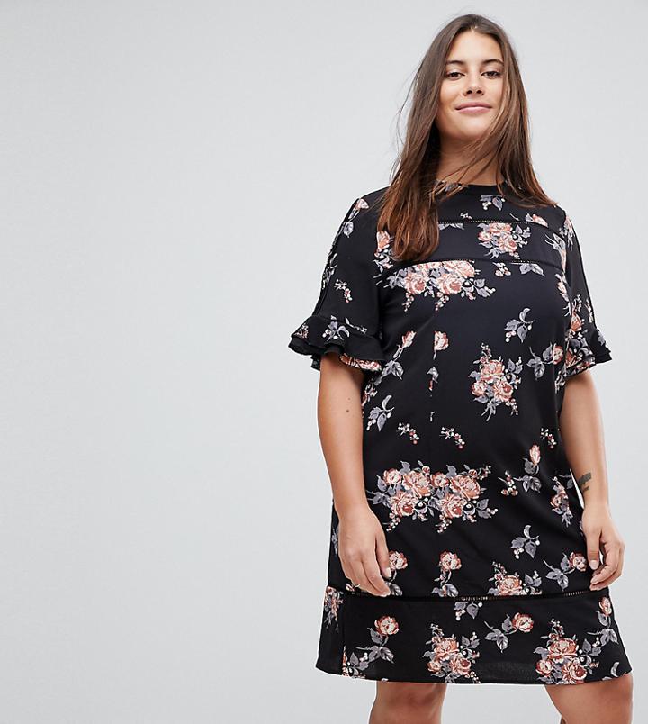Rage Plus Short Sleeve Floral Shift Dress - Multi