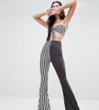 Rokoko Flared Pants In Contrast Spots And Stripes Print Two-piece - Black
