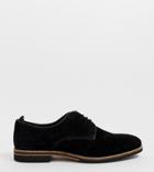 Asos Design Wide Fit Lace Up Shoes In Black Suede With Contrast Sole - Black