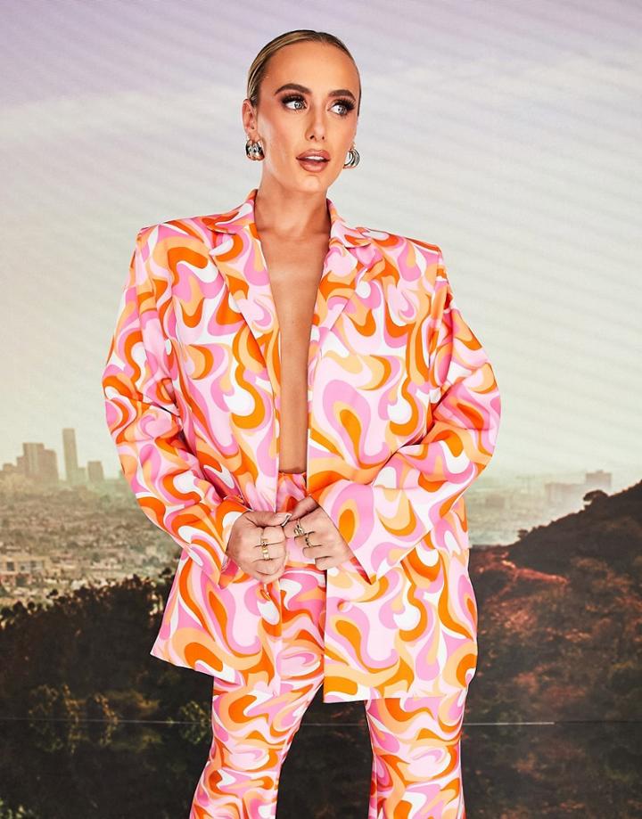 Asos Design X Millie Oversized Blazer In Swirl Print - Part Of A Set-multi