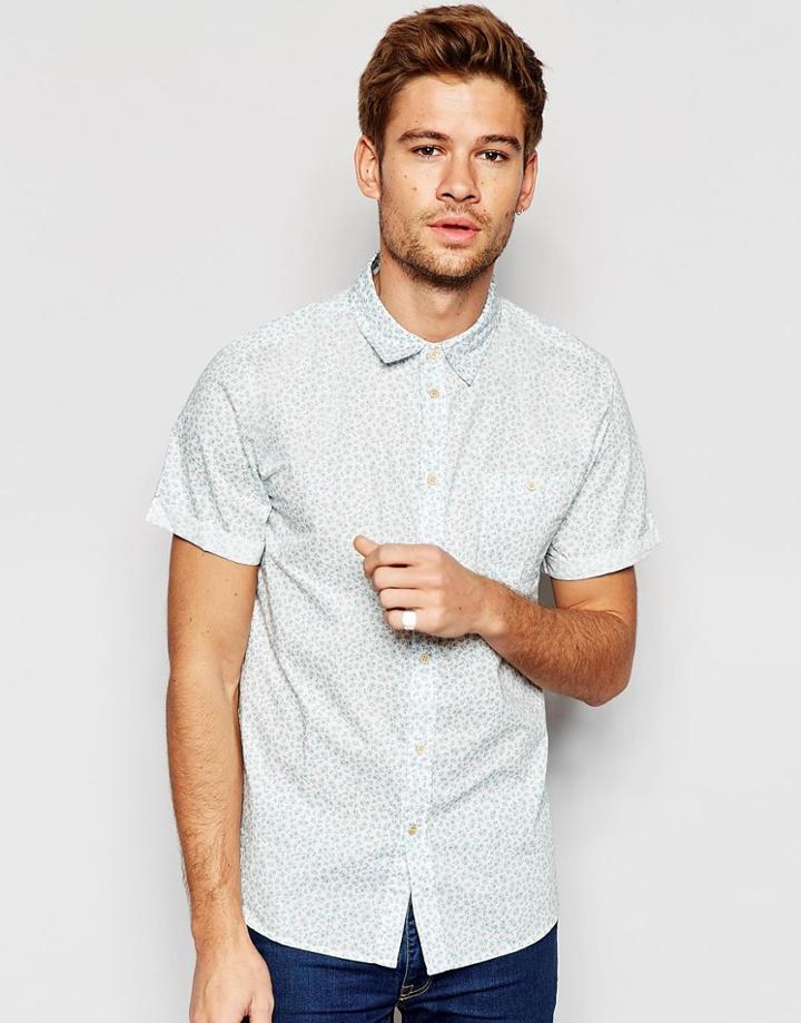 Another Influence Short Sleeve Mini Floral Shirt - Blue