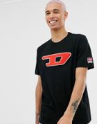 Diesel T-just Division D Logo T-shirt In Black - Black