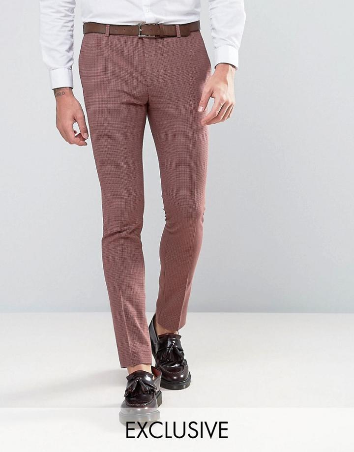 Heart & Dagger Super Skinny Suit Pant In Summer Dogstooth - Red