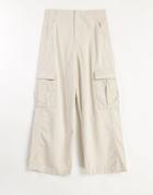 Stradivarius Cargo Detail Pants In Ecru-neutral