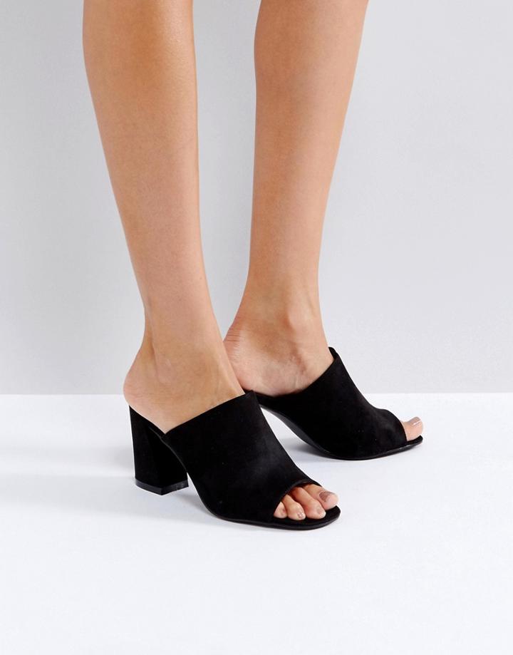 Truffle Collection Mule Flared Heel Sandals - Black