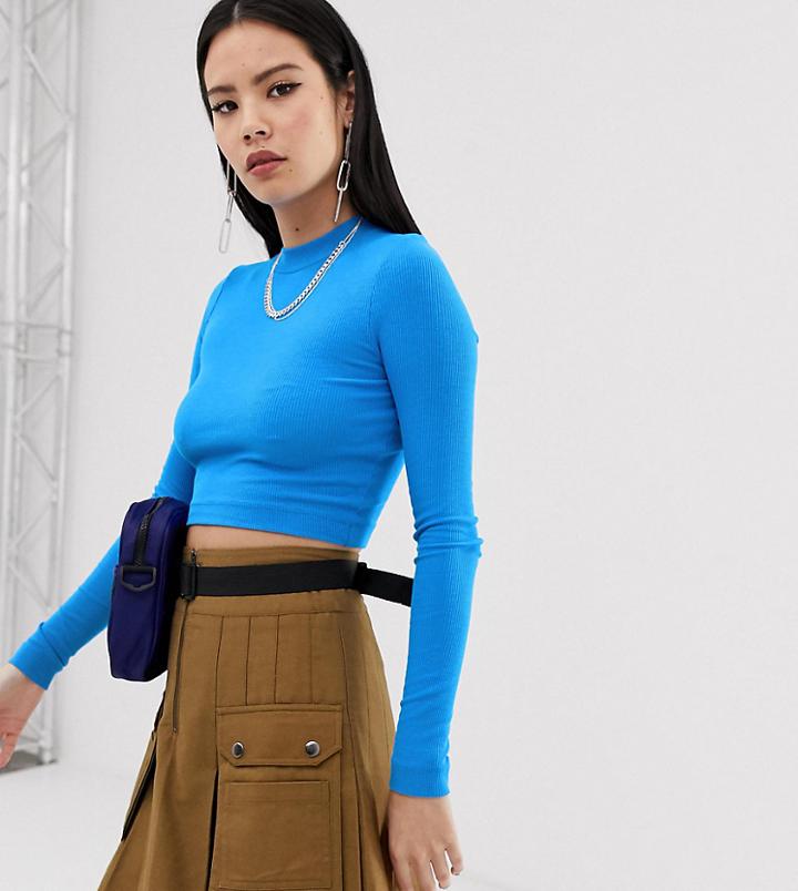Collusion Rib Long Sleeve T-shirt In Blue - Blue