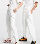 Collusion Unisex Sweatpants With High Build Logo Print In Ecru - Part Of A Set-white