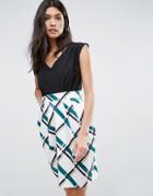 Closet Contrast V-neck Tie Back Dress - Multi