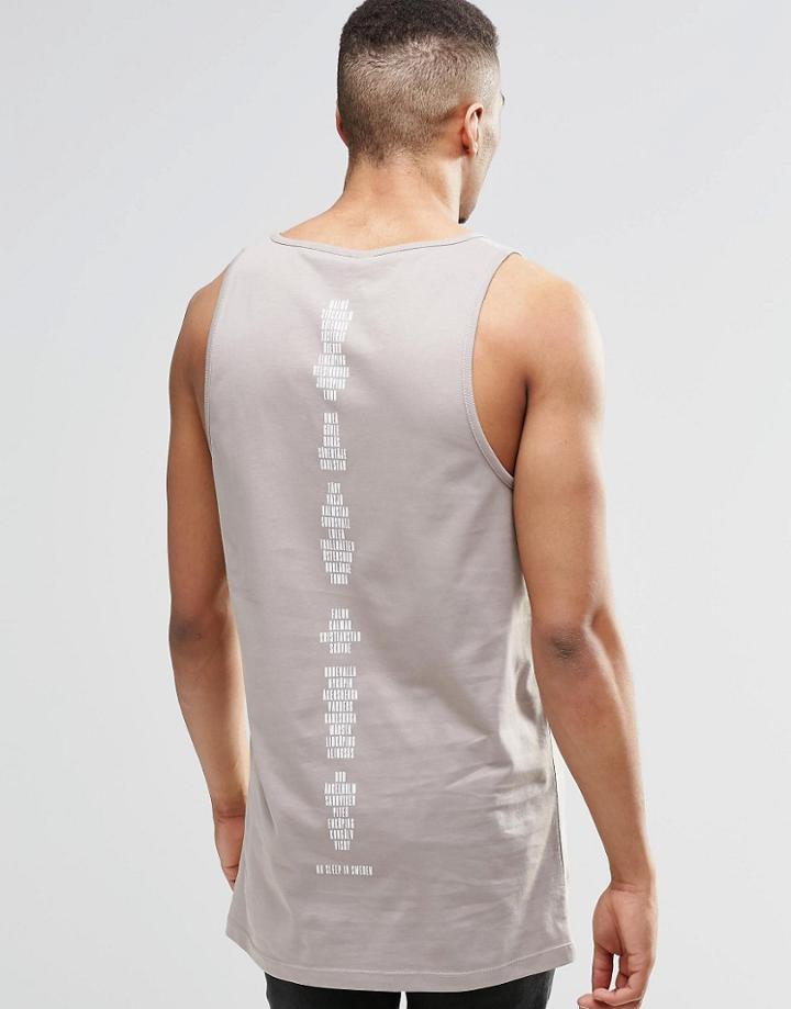 Asos Relaxed Tank With Spine Print - Beige