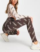 Adidas Originals 'logomania' Repeat Logo Leggings In Brown