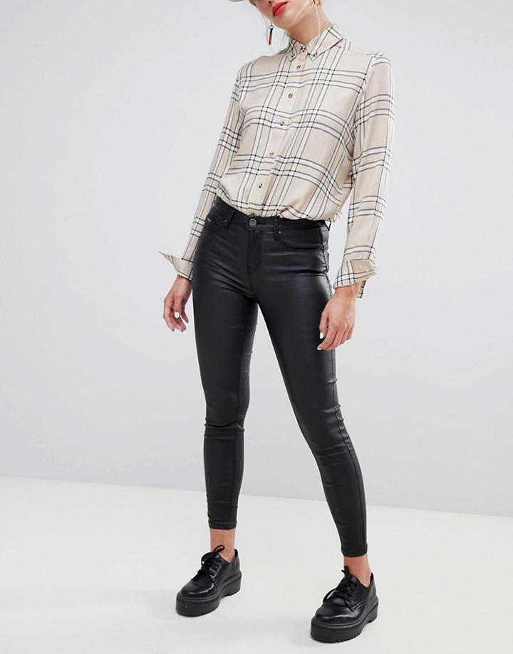 Stradivarius Coated Push Up Jean - Black