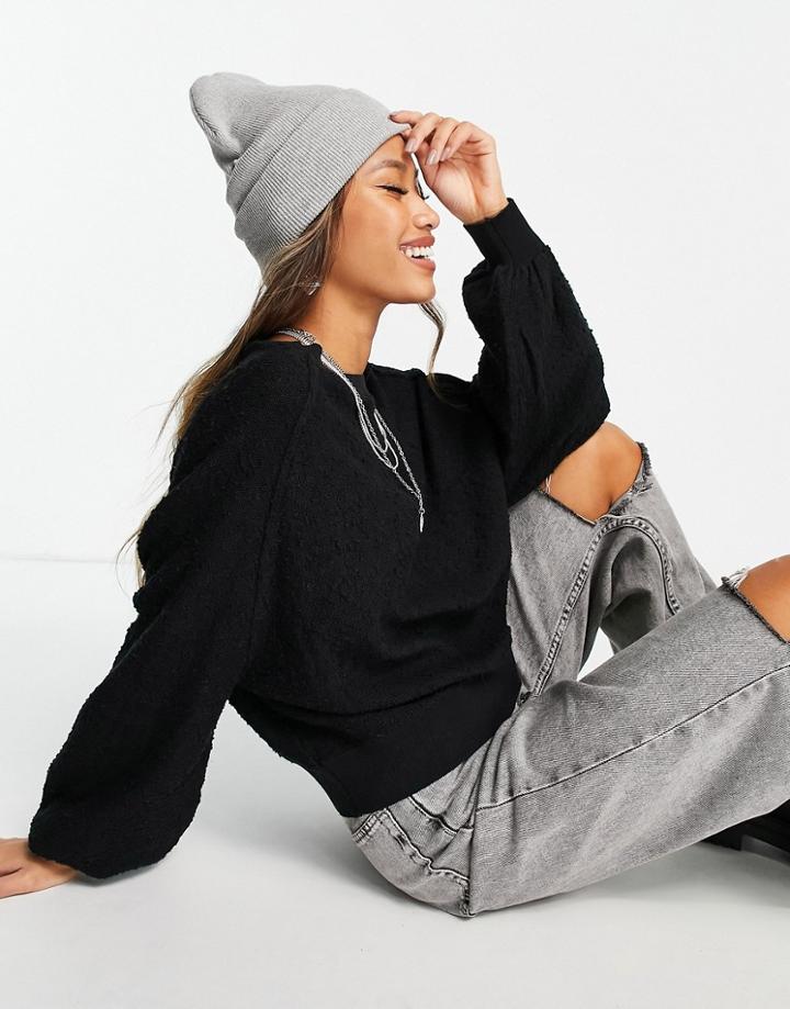 Free People Found My Friend Raglan Fluffy Pullover In Black