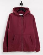 Topman Full Zip Hoodie In Burgundy - Part Of A Set-red