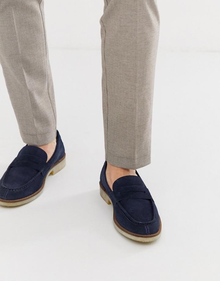 Silver Street Suede Crepe Loafer In Navy