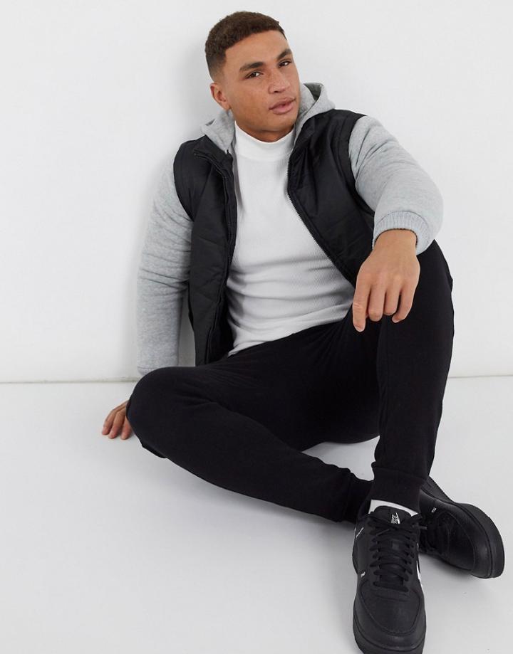 Brave Soul Hooded Padded Jacket In Black