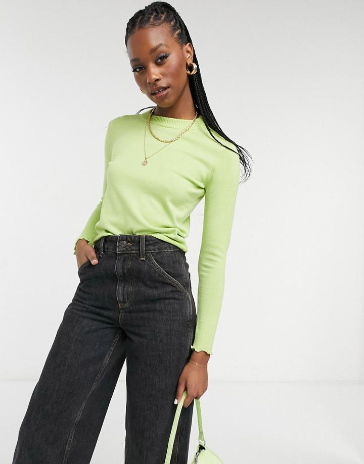 Gianni Feraud Lettuce Hem Cropped Sweater In Green