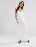 Vero Moda Janet Crochet Neckline Maxi Dress - White