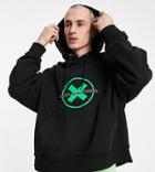 Collusion Oversized Hoodie In Black With Flock Print - Part Of A Set