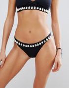 Seafolly Shell Embellished Brazilian Bikini Bottom - Black