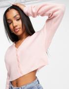 Cotton: On Recycled Crop Button Cardi In Pink