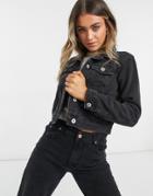 Cotton: On Girlfriend Denim Jacket In Vintage Black