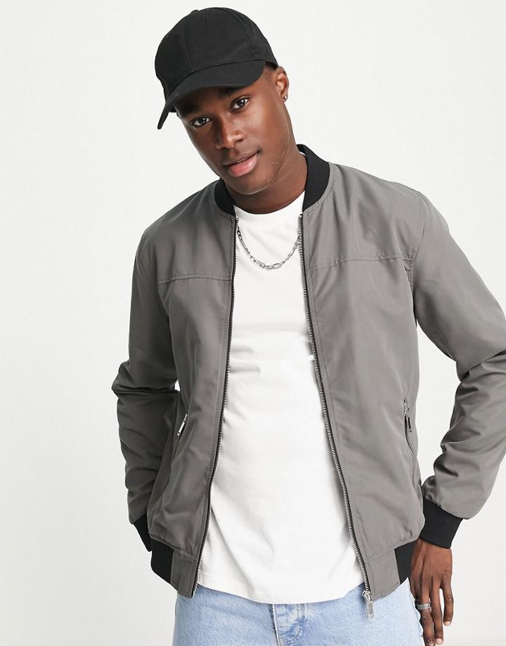 River Island Bomber Jacket In Gray