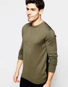 Asos Cotton Sweater With Contrast Back - Khaki And Black