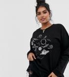 Asos Design Curve Sweatshirt With Solar System Print-black