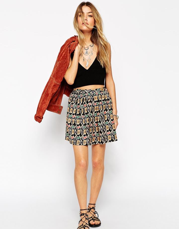 Asos Skater Skirt In Geo-tribal Print - Multi
