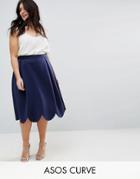 Asos Curve Prom Skirt With Scallop Hem - Black
