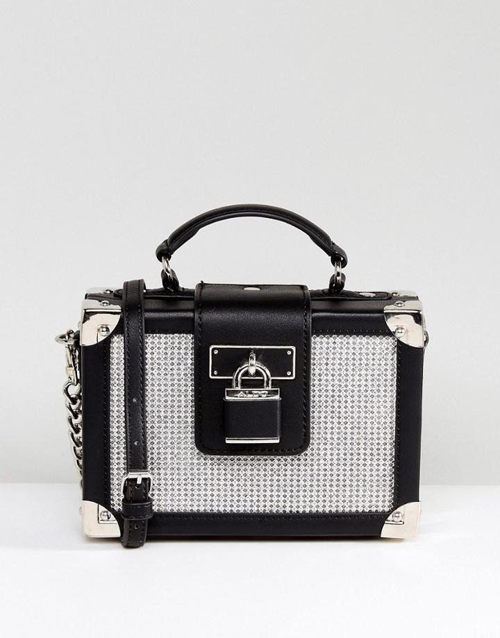 Aldo Box Bag With Crystal Stud Detail - Black